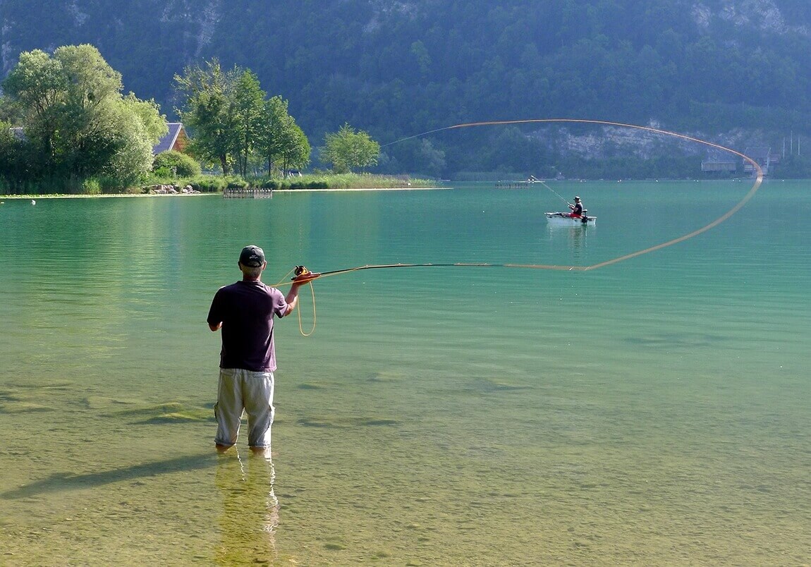 Fishing activity on the shores of Lake Aiguebelette