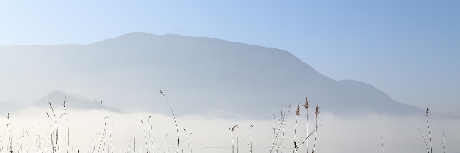 View of the alpine mountains facing Lake Aiguebelette in Savoie